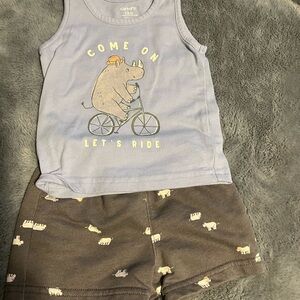 Carter's Blue Rhino Tank and Gray Shorts Set